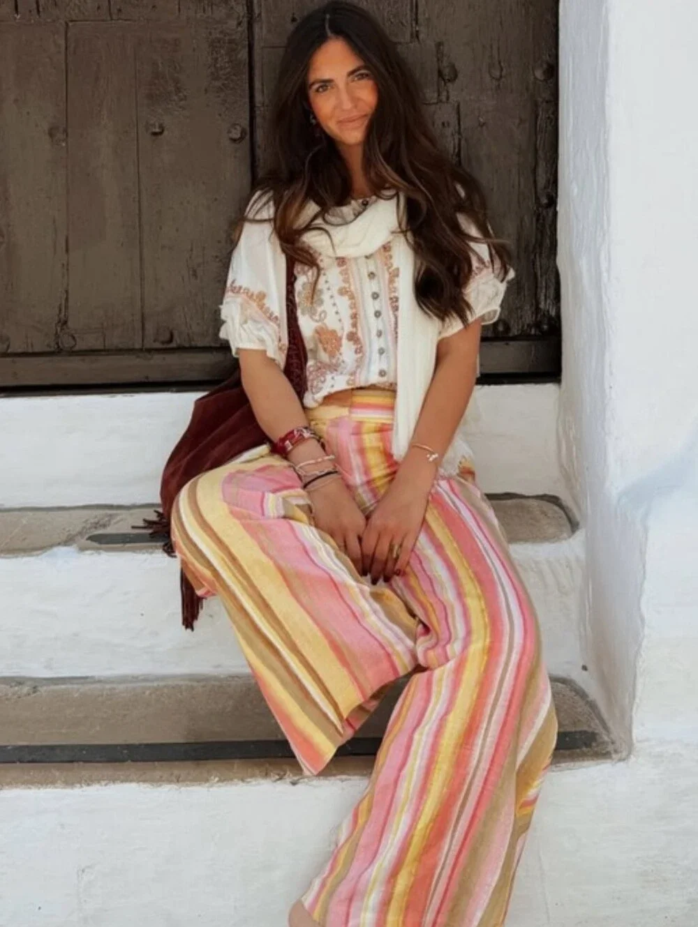ZARA STRIPED WIDE LEG PANTS